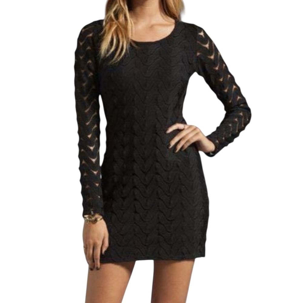 Free People Wild Things Bodycon Black Dress Size Small